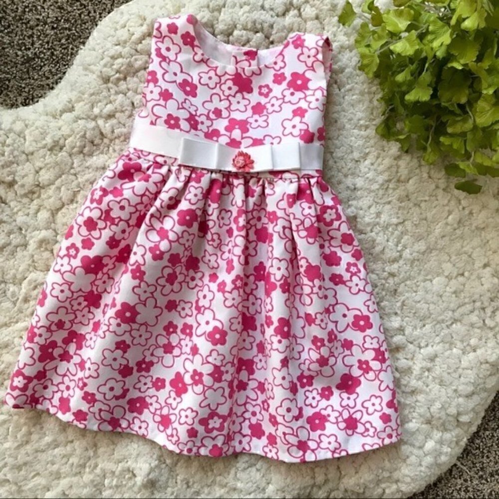 LA PRINCESS: Lined Pink/ White Floral Print Dress